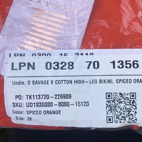 Savage Fenty Savage X Cotton High-Leg Bikini Panty spiced Orange 3X NWT in pkg - Picture 5 of 7